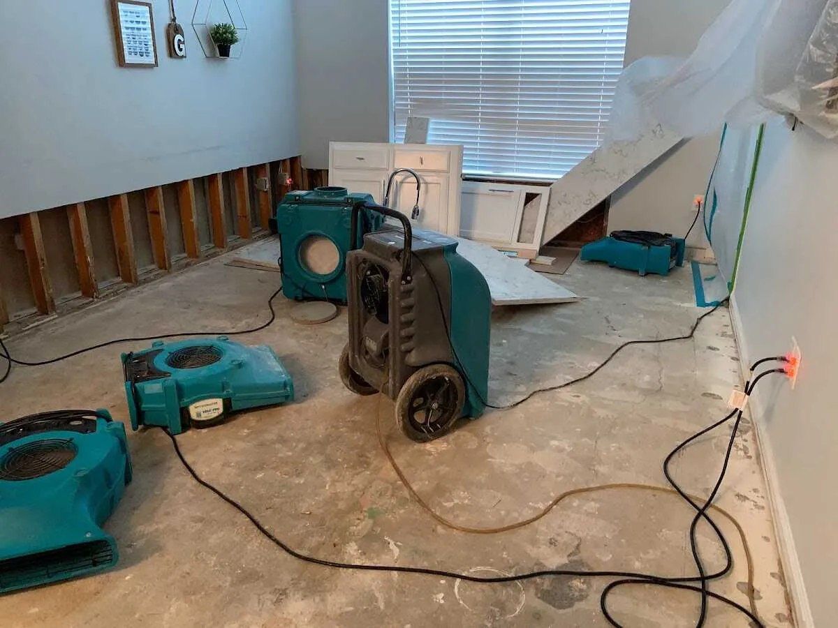 Dehumidifier in flood-cut room for Water Damage Restoration in Palm Harbor